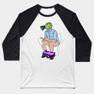 Funny man on the toilet with gas mask Baseball T-Shirt